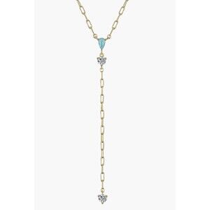 LA Rocks Opal & Cubic Zirconia 14k Gold Plate Y Necklace
